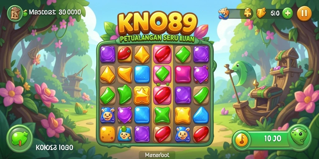 Tangkapan layar KNO89 menunjukkan aksi mencocokkan objek dalam gameplay Match-3.