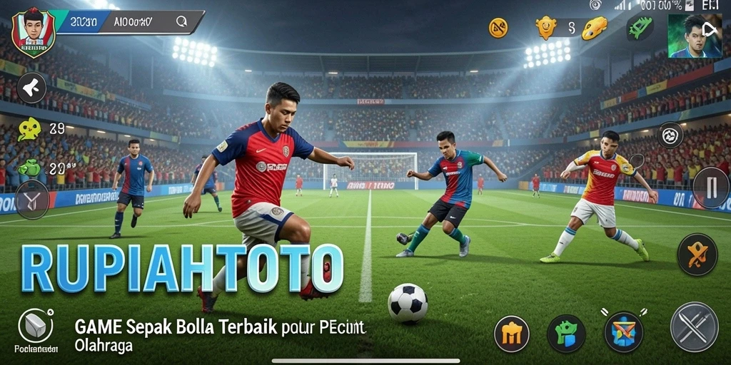 Screenshot permainan RUPIAHTOTO yang menampilkan aksi seru sepak bola.