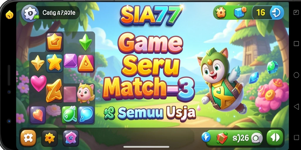 Tampilan gameplay seru SIA777 dalam aksi Match-3.