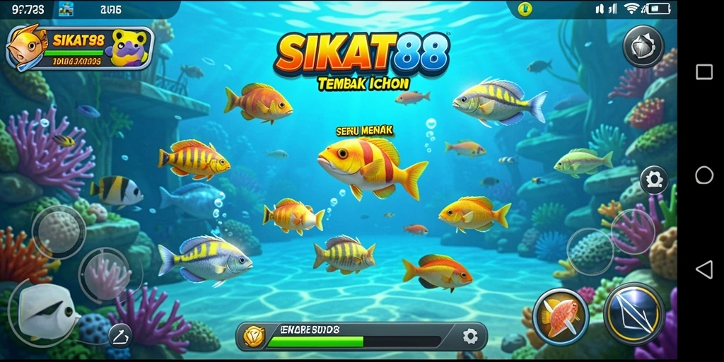Tampilan gameplay SIKAT88 dengan aksi tembak ikan yang seru.