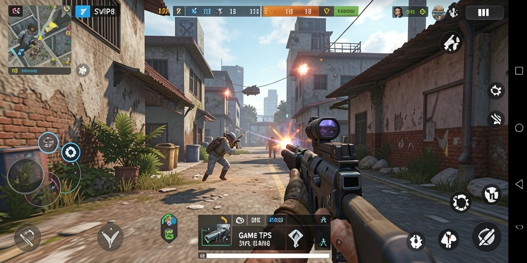 Screenshot gameplay SVIP8 menampilkan aksi menegangkan di medan perang.