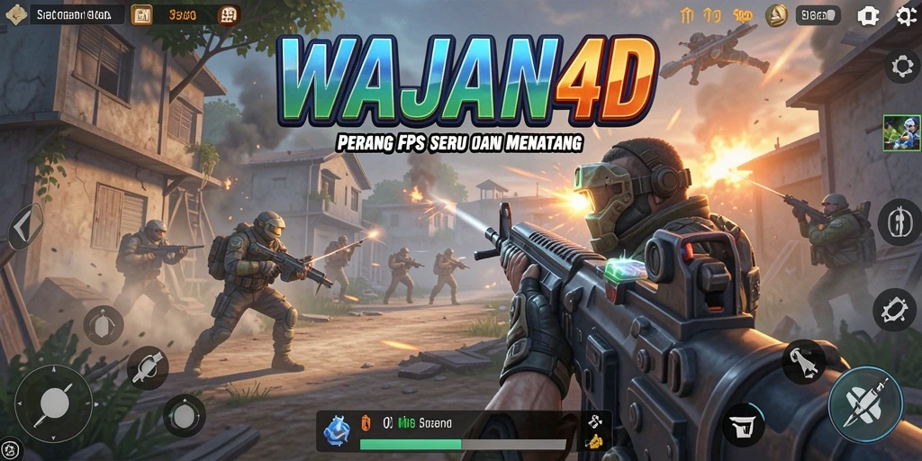 Tampilan gameplay seru dalam WAJAN4D dengan aksi FPS intens.